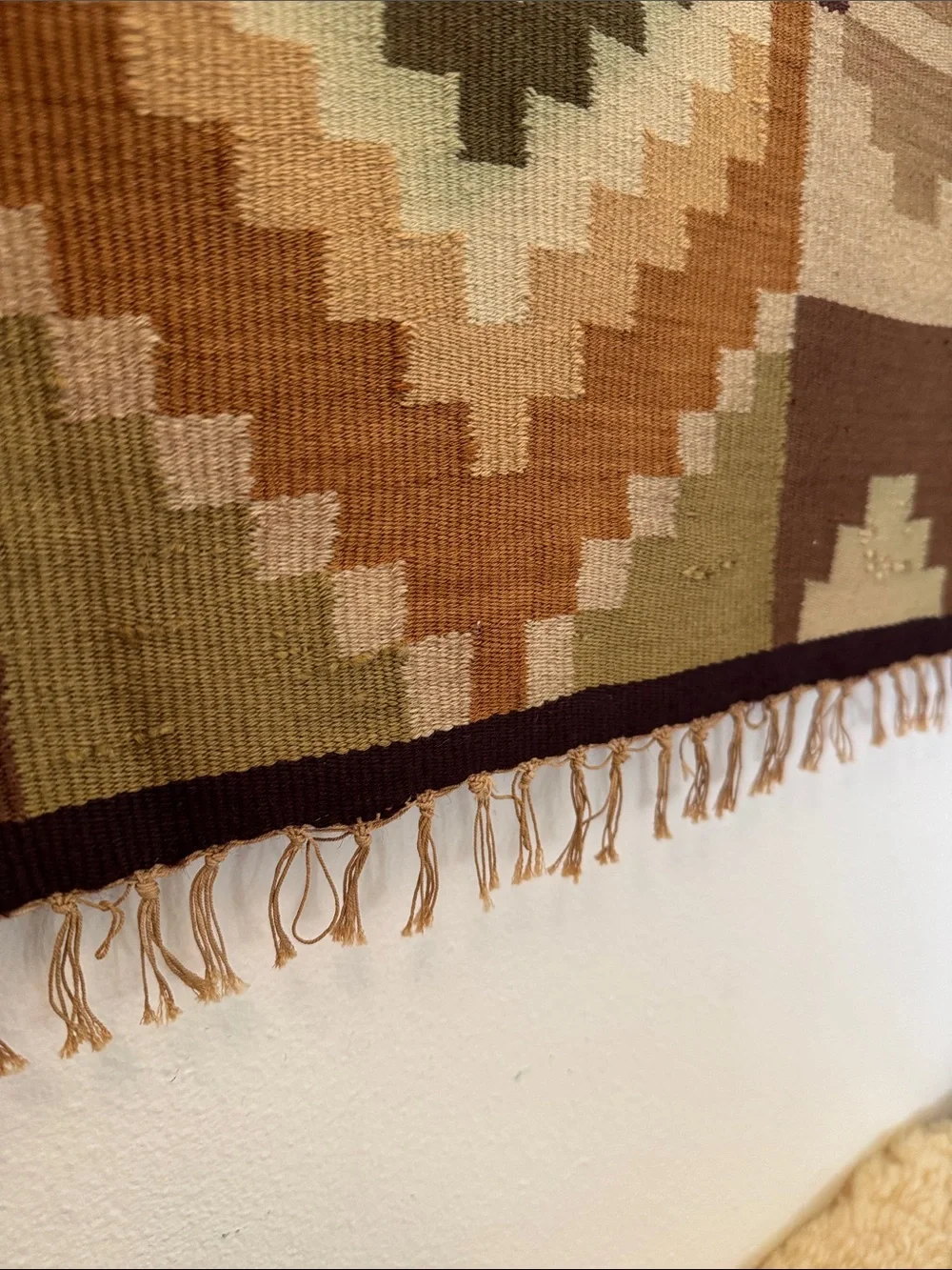 Handwoven Geometric Wall Hanging - Brown, Tan & Olive